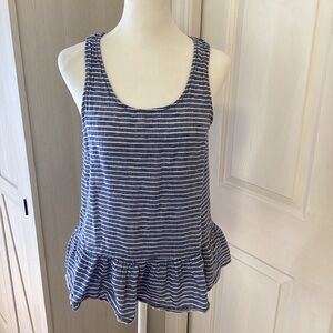 beachlunchlounge Blue and White Striped Tank Top Sz S/P